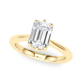 Signature Solitaire Cut Emerald Diamond Engagement Ring — 9K/18K Gold & Platinum