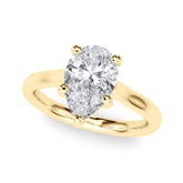 Regal Solitaire Shape Pear Diamond Engagement Ring — 9K/18K Gold & Platinum