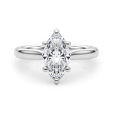 Lab-Grown D-VVS Marquise Cut Diamond 6-Prong Solitaire Engagement Ring.