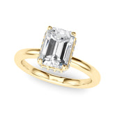 Crowned Cut Halo Emerald Diamond Engagement Ring — 9K/18K Gold & Platinum