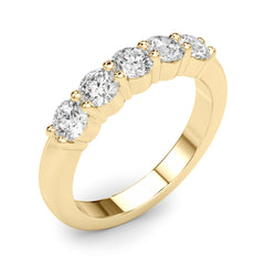 5-Stone Shared Prong Half Eternity Ring in Gold & Platinum