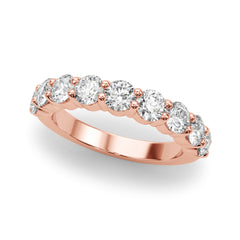 9-Stone Shared Prong Half Eternity Ring in Gold & Platinum