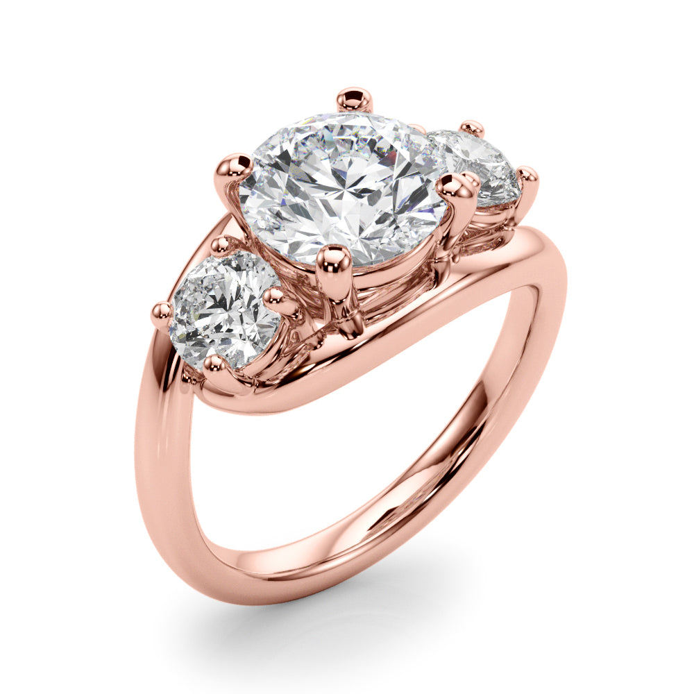 0.50-2.00ct Lab-Grown Round Cut Diamond Three Stone Engagement Ring in 18K Gold