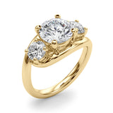 Brilliant Three-Stone Round Diamond Engagement Ring — 9K/18K Gold & Platinum