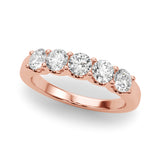 5-Stone Shared Prong Half Eternity Ring in Gold & Platinum