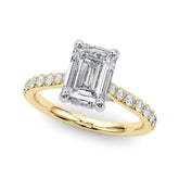 Luxe Halo Emerald Diamond Engagement Ring — 9K/18K Gold & Platinum