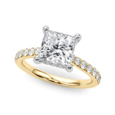 Refined Halo Princess Diamond Engagement Ring — 9K/18K Gold & Platinum