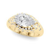 Elegant Ps Center Pear Diamond Engagement Ring — 9K/18K Gold & Platinum