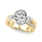 Vintage-Inspired Sidestone Round Diamond Engagement Ring — 9K/18K Gold & Platinum