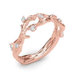 Accented Textured Vine Half Eternity Ring in Gold & Platinum