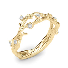 Accented Textured Vine Half Eternity Ring in Gold & Platinum