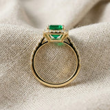 Astra 1.50ct Lab Emerald and Diamond Halo Shoulder Set Octagon Cut Ring in 18K Gold Vermeil