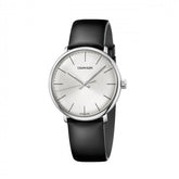 Calvin Klein High Noon Men's Watch – Silver Dial, Black Leather Strap
