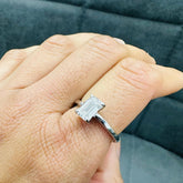 IGI Certified 1.55Ct Emerald Cut Lab Grown Diamond Solitaire Ring in Sterling Silver | Proposal Ring