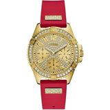 Gold-Tone and Red Multifunction Watch – Oversized Crystal Dial