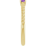 Round Amethyst Solitaire Ring in Gold