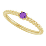 Round Amethyst Solitaire Ring in Gold
