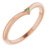 Round Green Tourmaline Stackable Ring in Rose Gold