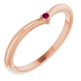 Round Rhodolite Garnet Stackable Ring in Rose Gold