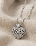Vintage Heart Locket Necklace with Lab Diamond & White Topaz in 925 Silver