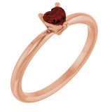 Heart Mozambique Garnet Symbols Ring in Rose Gold