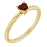 Heart Mozambique Garnet Symbols Ring in Yellow Gold