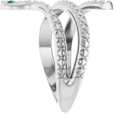 Round Emerald Symbols Ring in Gold and Platinum
