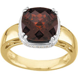 Cushion Mozambique Garnet & Diamond Ring in Yellow/White Gold