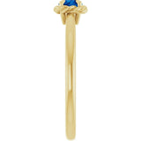 Round Lab-Grown Blue Sapphire Solitaire Ring in Gold and Platinum