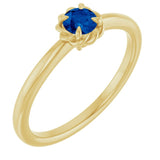 Round Lab-Grown Blue Sapphire Solitaire Ring in Gold and Platinum