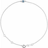 1-Stone Natural Aquamarine & Round Bezel-Set Link Bracelet In Set