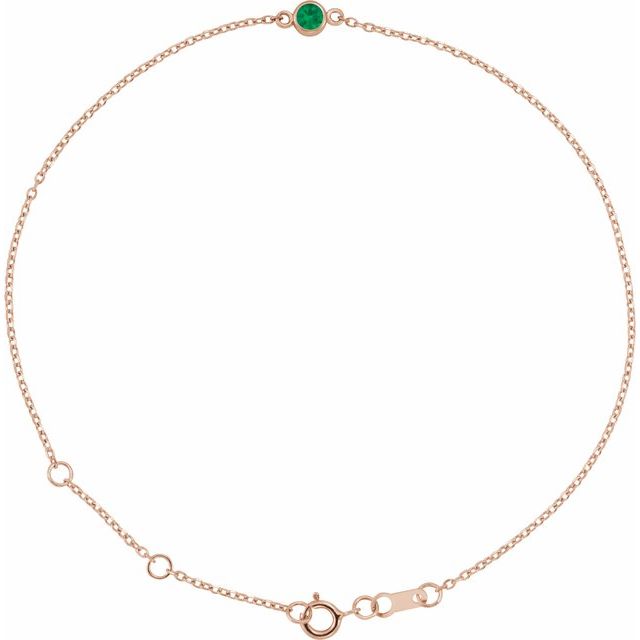 1-Stone Lab-Grown Emerald & Round Bezel-Set Link Bracelet In Set