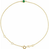 1-Stone Natural Emerald & Round Bezel-Set Link Bracelet In Set
