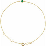 1-Stone Natural Emerald & Round Bezel-Set Link Bracelet In Set