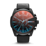 Diesel Herrenuhr Mega Chief aus schwarzem IP-Leder