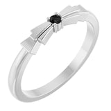 Round Black Onyx Stackable Ring in Platinum