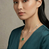 2.40ct Lab Emerald and Diamond Pear Cut Solitaire Necklace in Silver