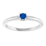 Round Blue Sapphire Solitaire Ring in Gold and Platinum