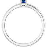 Round Blue Sapphire Solitaire Ring in Gold and Platinum