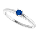 Round Blue Sapphire Solitaire Ring in Gold and Platinum