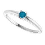 Round London Blue Topaz Solitaire Ring in Gold and Platinum