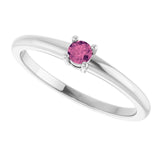 Round Pink Tourmaline Solitaire Ring in Gold and Platinum