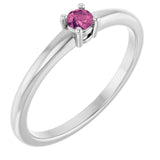Round Pink Tourmaline Solitaire Ring in Gold and Platinum