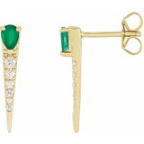 Emerald & Diamond Pear Stud Earrings in Gold and Platinum