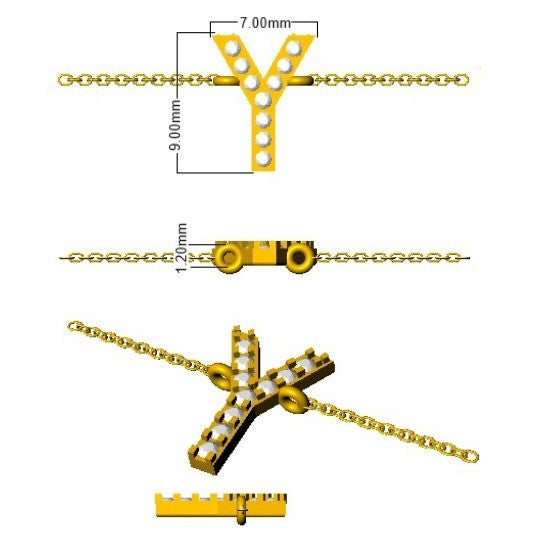 Close Up Natural Diamond Alphabet Y Jewellery