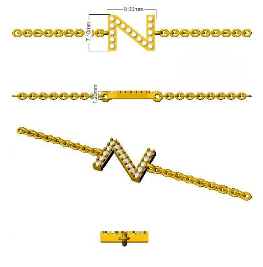 Close Up Lab Diamond Alphabet Z Jewellery