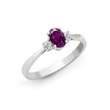 18K White Gold 3 Stone Gemstone Ring in Natural Diamond UK Made