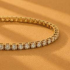 WGI 7.30Ct Natural Round Diamond Tennis Bracelet 18k Yellow Gold Ready To Ship