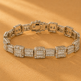 WGI 10.50ct Round & Baguette Natural Diamond Bracelet 18K White Gold Ready To Ship