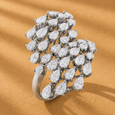 WGI 2.76Ct Natural Pear Diamond Fancy Ring 14k White Gold Ready To Ship